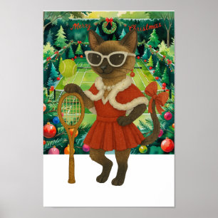 Tennis Christmas Themed dress for cat lovers Poste Poster