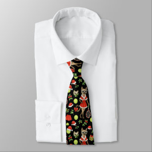 Tennis Christmas themed fir Siamese cat Lovers Tie