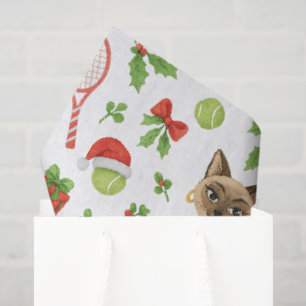 Tennis Christmas themed fir Siamese cat Lovers Tissue Paper