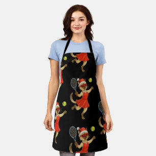 Tennis Christmas themed for Cat Lovers  Apron