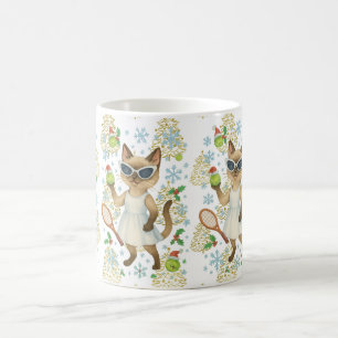 Tennis Christmas themed for Cat Lovers Coffee Mug