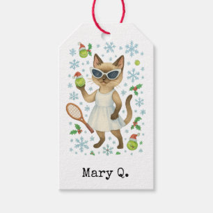 Tennis Christmas themed for Cat Lovers Gift Tags