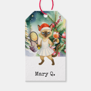 Tennis Christmas themed for Cat Lovers Gift Tags