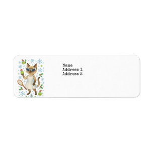 Tennis Christmas themed for Cat Lovers Return Address Label
