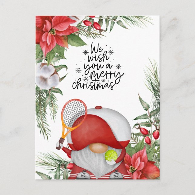 Tennis Christmas  themed for Player  Holiday Postcard (Front)