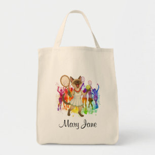 Tennis Christmas themed for player who loves cat  Tote Bag
