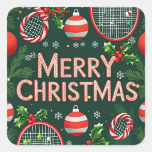 Tennis Christmas Themed for Players Square Sticker
