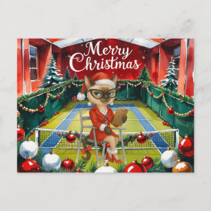 Tennis Christmas themed for Siamese Cat Lovers Holiday Postcard