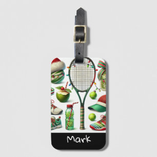 Tennis Christmas Themed Luggage Tag