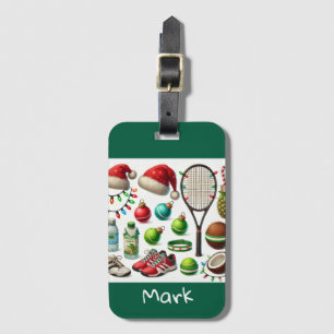 Tennis Christmas Themed Luggage Tag