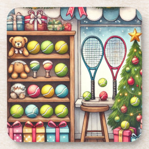Tennis Christmas Themed with Ball and Racket Coaster