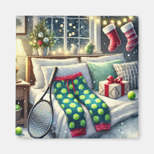 Tennis Christmas Themed with Ball and Racket Magnet