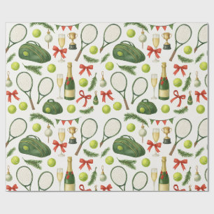 Tennis Christmas themed with Ball and racket  Wrapping Paper