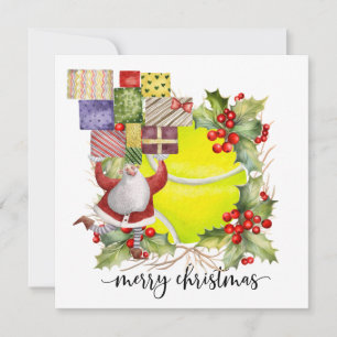 Tennis Christmas themed with Dog and Ball  Holiday Card