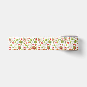 Tennis Christmas themed with gift racket and ball Satin Ribbon