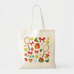 Tennis Christmas themed with gifts racket and ball Tote Bag