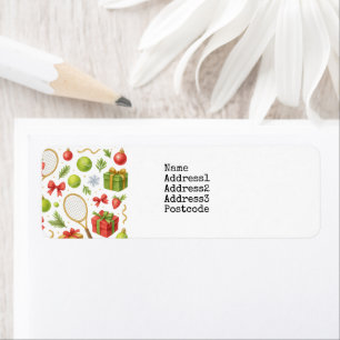 Tennis Christmas themed with gifts Return Address Label