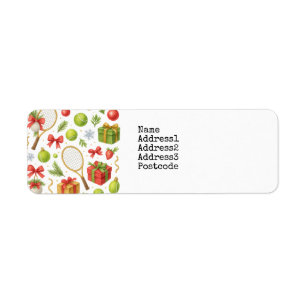 Tennis Christmas themed with gifts Return Address Label