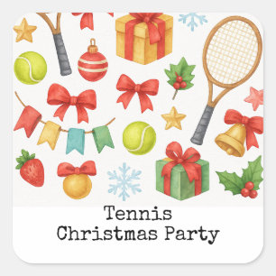 Tennis Christmas themed with gifts Square Sticker