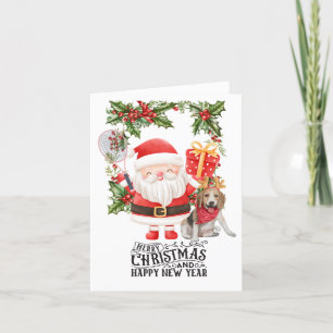 Tennis Christmas themed with Santa Claus Holiday Card