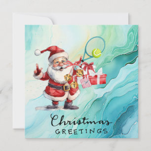 Tennis Christmas themed with Santa Claus Holiday Card