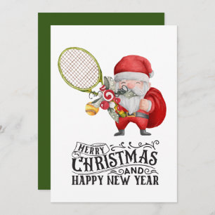 Tennis Christmas themed with Santa Claus Holiday Card