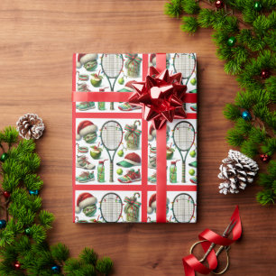 Tennis Christmas themed with tennis equipment Wrapping Paper