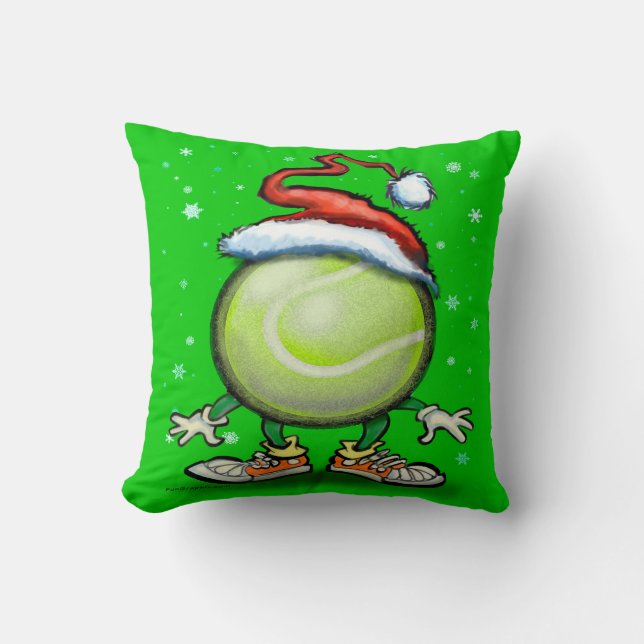 Tennis Christmas Throw Pillow (Front)