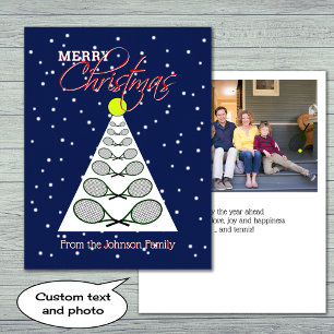 Tennis christmas tree and family photo holiday card