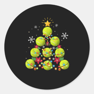 tennis christmas tree gifts classic round sticker