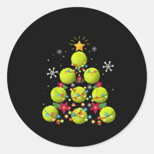 tennis christmas tree gifts classic round sticker