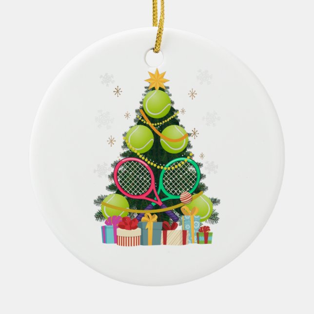 Tennis Christmas Tree Tennis Player Tennis Coach Ceramic Ornament (Front)