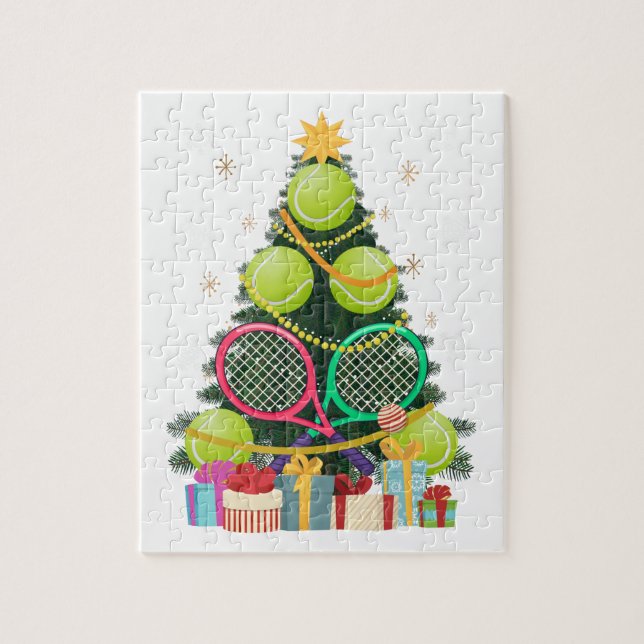 Tennis Christmas Tree Tennis Player Tennis Coach Jigsaw Puzzle (Vertical)
