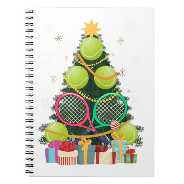 Tennis Christmas Tree Tennis Player Tennis Coach Notebook (Front)