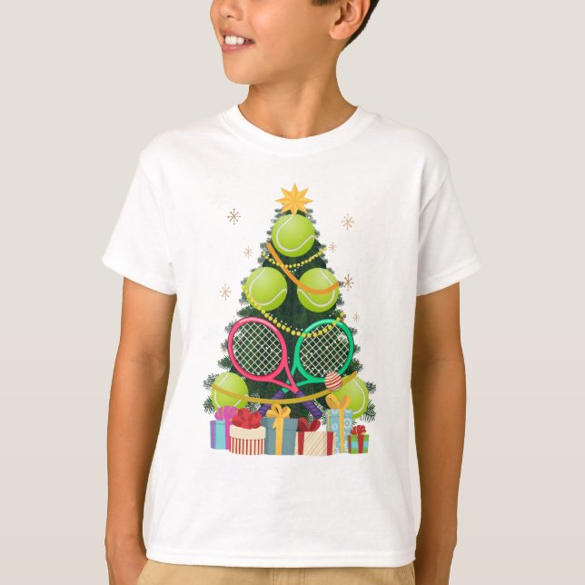 Tennis Christmas Tree Xmas T-Shirt (Front)