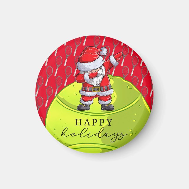 Tennis Christmas with Ball and Racket  Santa Claus Magnet (Front)