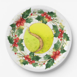 Tennis Christmas With balls wreath Paper Plate