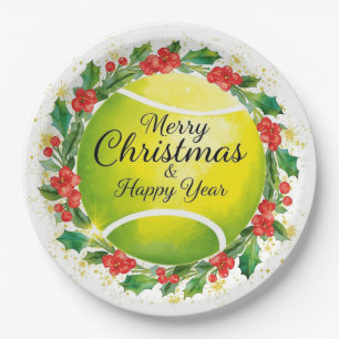 Tennis Christmas With balls wreath Paper Plate