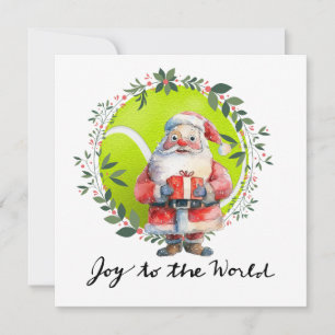 Tennis Christmas with Racket and Christmas Wreath Holiday Card