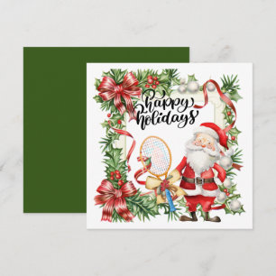 Tennis Christmas with Racket  watercolor Holiday Card