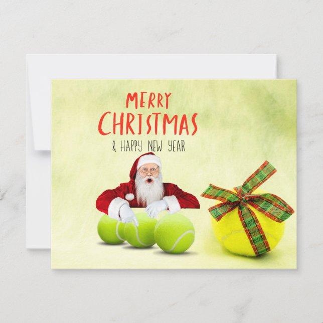 Tennis Christmas with Santa Claus  Card (Front)