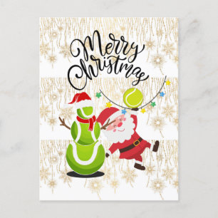 Tennis Christmas with Santa Claus Holiday Postcard