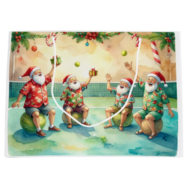 Tennis Christmas with Santa Claus  Large Gift Bag (Front)