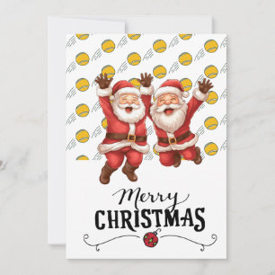 Tennis Christmas with Santa Claus on Balls Holiday Card