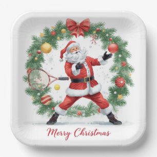 Tennis Christmas with Santa Claus  Paper Plate