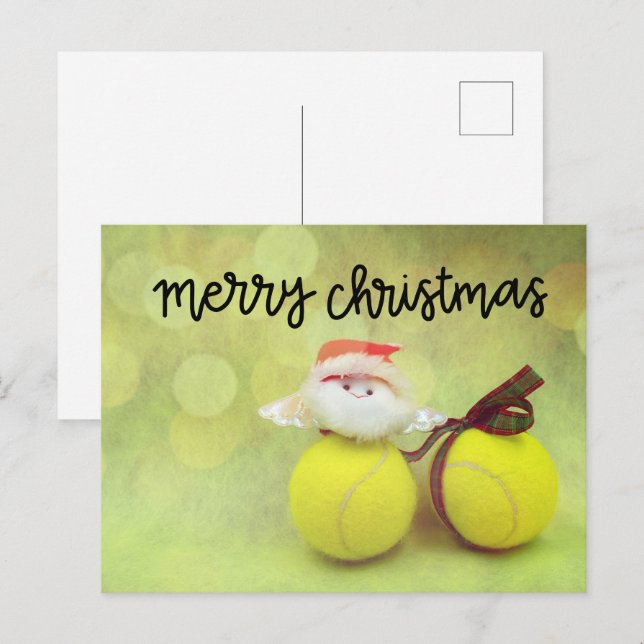 Tennis Christmas with Santa Claus Postcard (Front/Back)