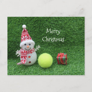 Tennis Christmas with Snowman and tennis ball Postcard
