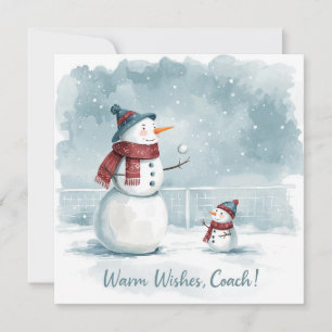 Tennis Christmas With Snowman Festive Holiday Card