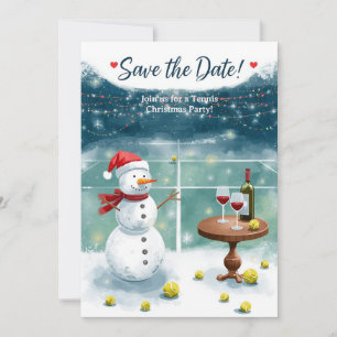 Tennis Christmas with Snowman Invitation