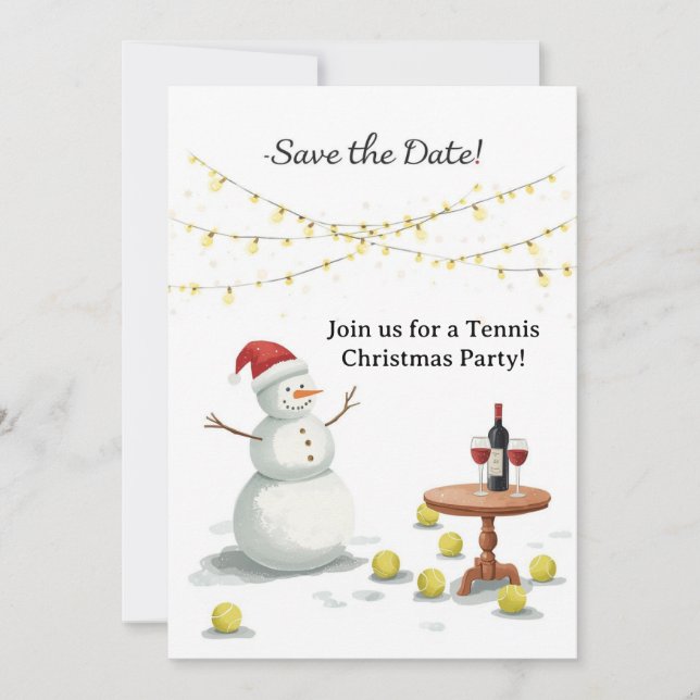 Tennis Christmas with Snowman  Invitation (Front)